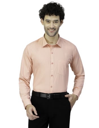 Men Pure Cotton Slim Fit Formal Shirt – Orange
