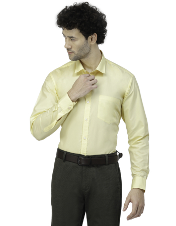 Men Pure Cotton Slim Fit Formal Shirt – Yellow